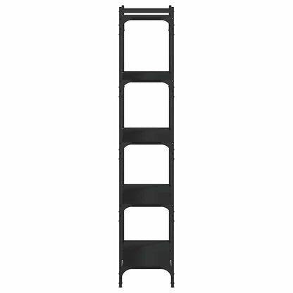 Bookcase 3-Tier 80x30x86 cm Engineered Wood Black 154 cm