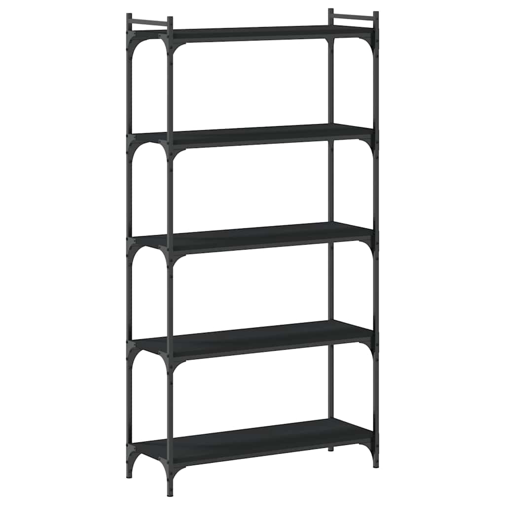 Bookcase 3-Tier 80x30x86 cm Engineered Wood Black 154 cm