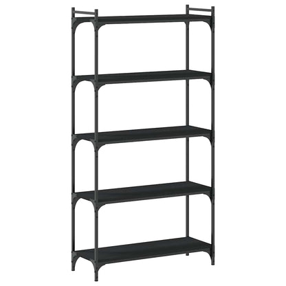 Bookcase 3-Tier 80x30x86 cm Engineered Wood Black 154 cm