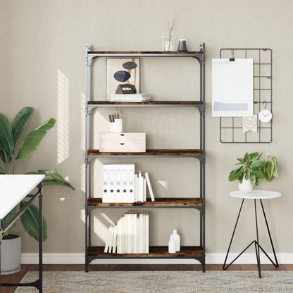 Bookcase 3-Tier 80x30x86 cm Engineered Wood Smoked oak 154 cm