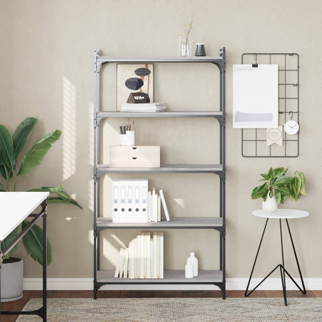 Bookcase 3-Tier 80x30x86 cm Engineered Wood Grey sonoma 154 cm
