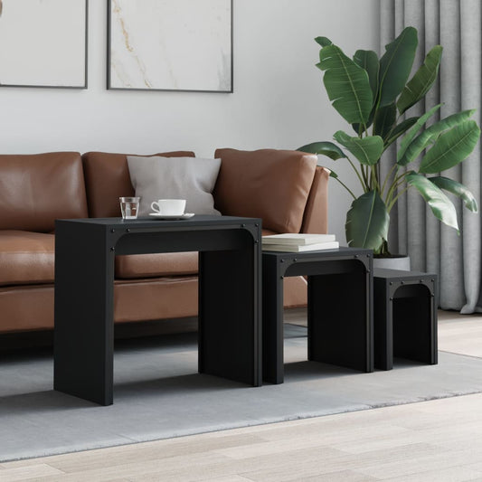 Nesting Coffee Tables 3 pcs Engineered Wood Black