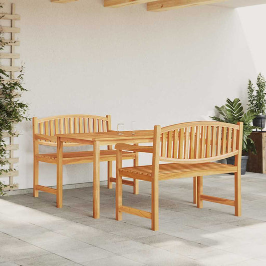 5 Piece Garden Dining Set Solid Wood Teak 140 cm table length 2x bench + table