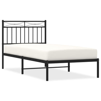 Metal Bed Frame without Mattress with Headboard Black 90 cm 190 cm