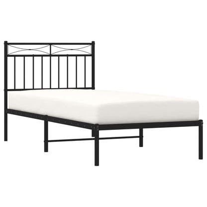 Metal Bed Frame without Mattress with Headboard Black 90 cm 190 cm