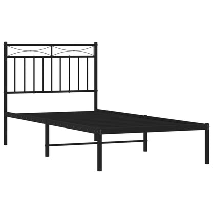 Metal Bed Frame without Mattress with Headboard Black 90 cm 190 cm