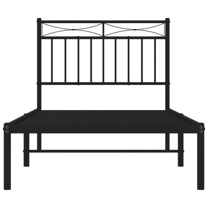 Metal Bed Frame without Mattress with Headboard Black 90 cm 190 cm
