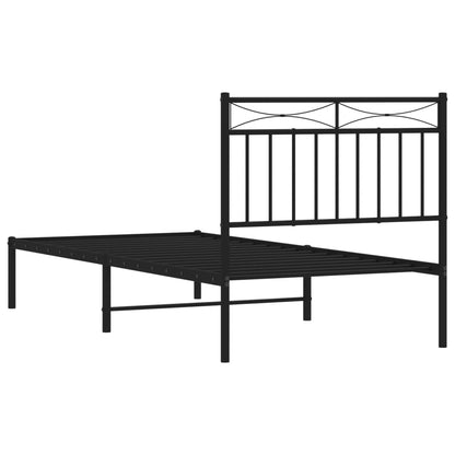 Metal Bed Frame without Mattress with Headboard Black 90 cm 190 cm