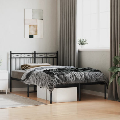 Metal Bed Frame without Mattress with Headboard Black 120 cm 200 cm