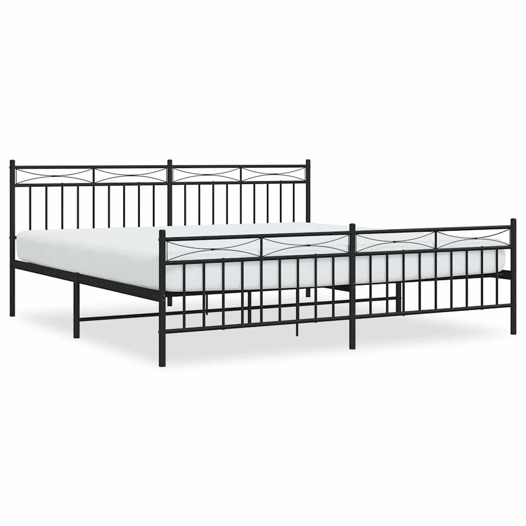 Metal Bed Frame without Mattress with Footboard with Headboard & Footboard Black 193 cm 203 cm