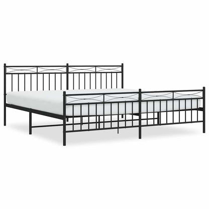 Metal Bed Frame without Mattress with Footboard with Headboard & Footboard Black 193 cm 203 cm