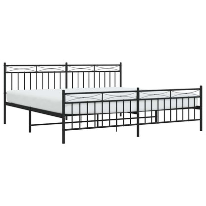 Metal Bed Frame without Mattress with Footboard with Headboard & Footboard Black 193 cm 203 cm