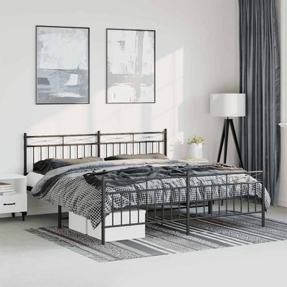 Metal Bed Frame without Mattress with Footboard with Headboard & Footboard Black 193 cm 203 cm