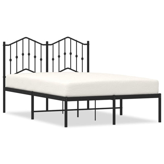 Metal Bed Frame without Mattress with Headboard Black 120 cm 190 cm