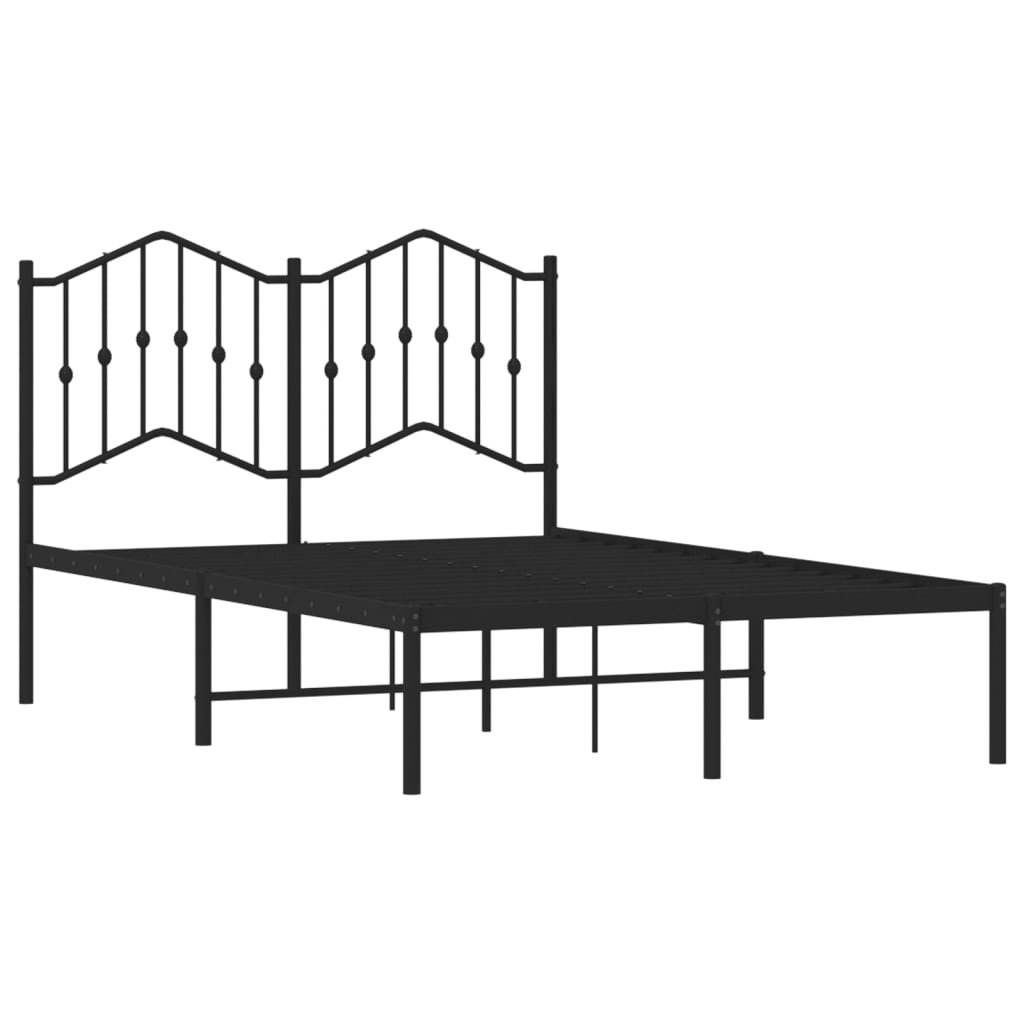 Metal Bed Frame without Mattress with Headboard Black 120 cm 190 cm