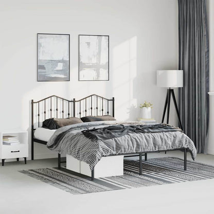 Metal Bed Frame without Mattress with Headboard Black 150 cm 200 cm