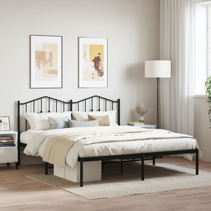 Metal Bed Frame without Mattress with Headboard Black 160 cm 200 cm