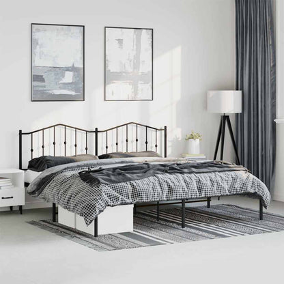Metal Bed Frame without Mattress with Headboard Black 193 cm 203 cm