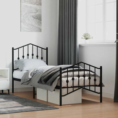 Metal Bed Frame without Mattress with Footboard with Headboard & Footboard Black 75 cm 190 cm