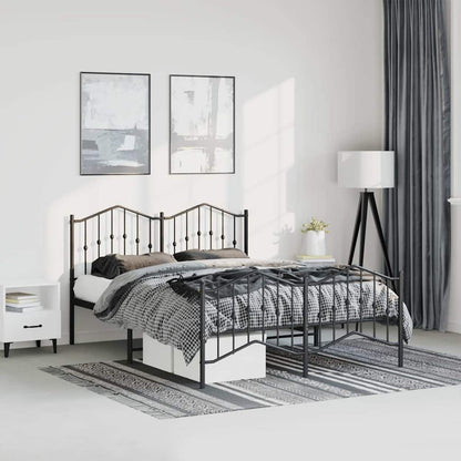 Metal Bed Frame without Mattress with Footboard with Headboard & Footboard Black 135 cm 190 cm