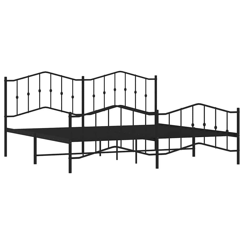 Metal Bed Frame without Mattress with Footboard with Headboard & Footboard Black 193 cm 203 cm