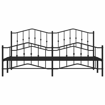 Metal Bed Frame without Mattress with Footboard with Headboard & Footboard Black 193 cm 203 cm