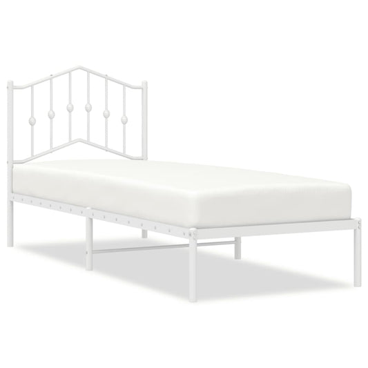 Metal Bed Frame without Mattress with Headboard White 75 cm 190 cm