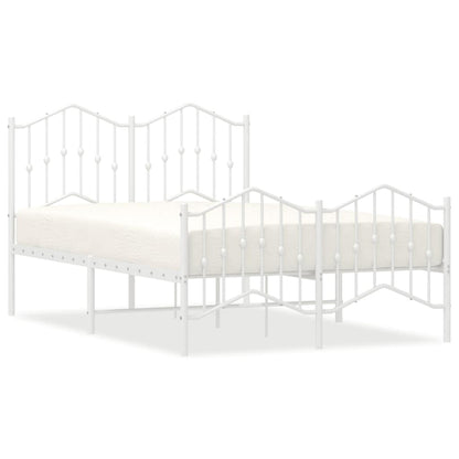 Metal Bed Frame without Mattress with Footboard with Headboard & Footboard White 120 cm 190 cm