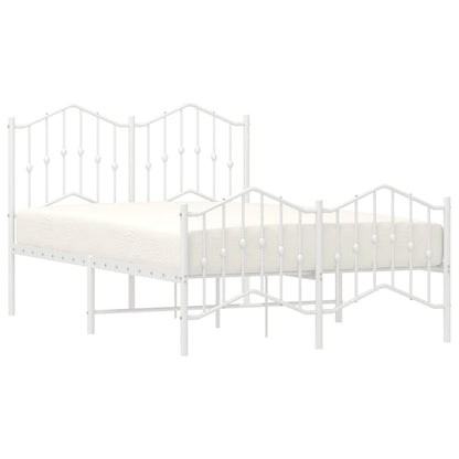 Metal Bed Frame without Mattress with Footboard with Headboard & Footboard White 120 cm 190 cm