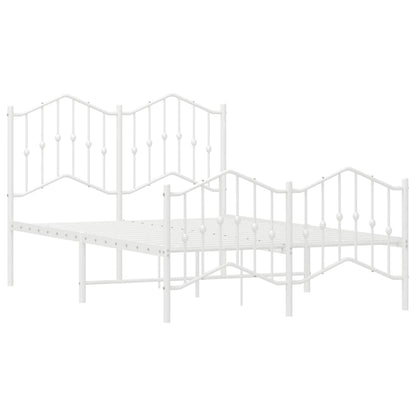 Metal Bed Frame without Mattress with Footboard with Headboard & Footboard White 120 cm 190 cm