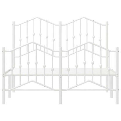 Metal Bed Frame without Mattress with Footboard with Headboard & Footboard White 120 cm 190 cm