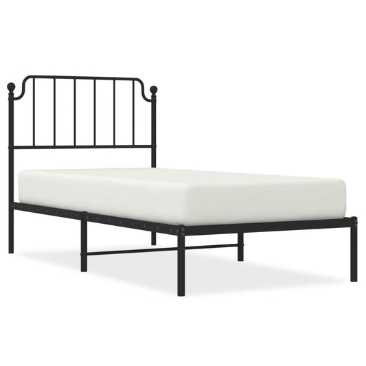 Metal Bed Frame without Mattress with Headboard Black 90 cm 200 cm