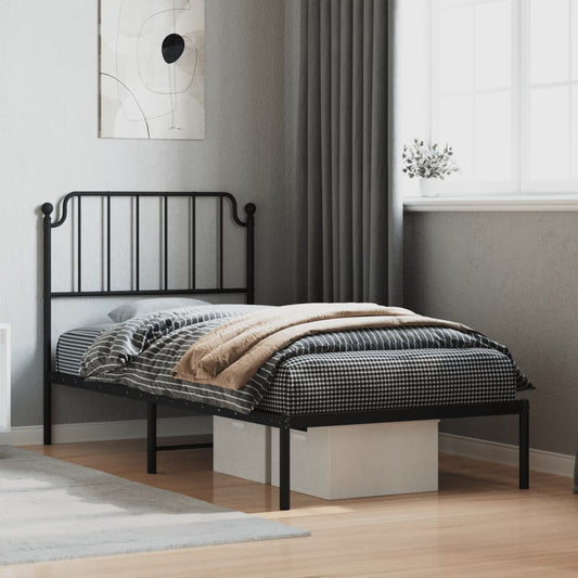 Metal Bed Frame without Mattress with Headboard Black 90 cm 200 cm