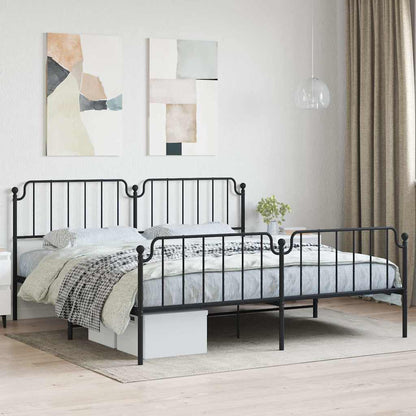Metal Bed Frame without Mattress with Footboard with Headboard & Footboard Black 193 cm 203 cm