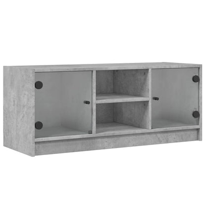 TV Cabinet with Glass Doors 102x37x42 cm Concrete grey