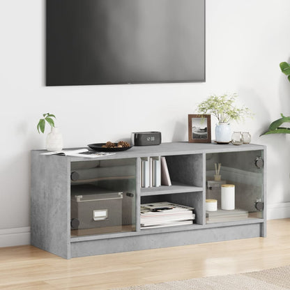 TV Cabinet with Glass Doors 102x37x42 cm Concrete grey