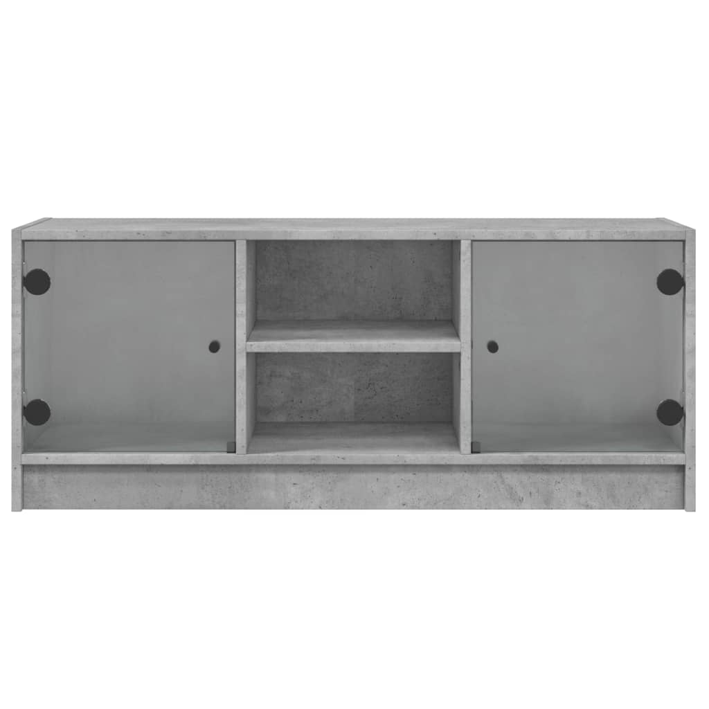 TV Cabinet with Glass Doors 102x37x42 cm Concrete grey