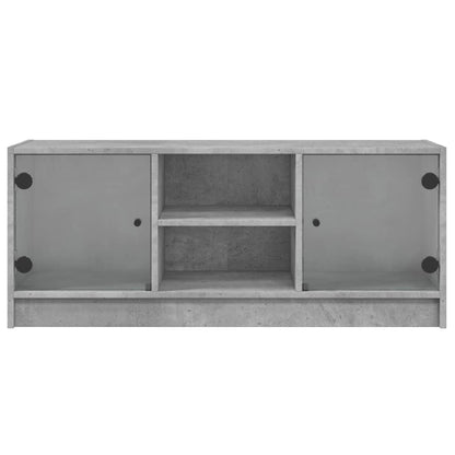 TV Cabinet with Glass Doors 102x37x42 cm Concrete grey