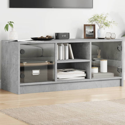 TV Cabinet with Glass Doors 102x37x42 cm Concrete grey