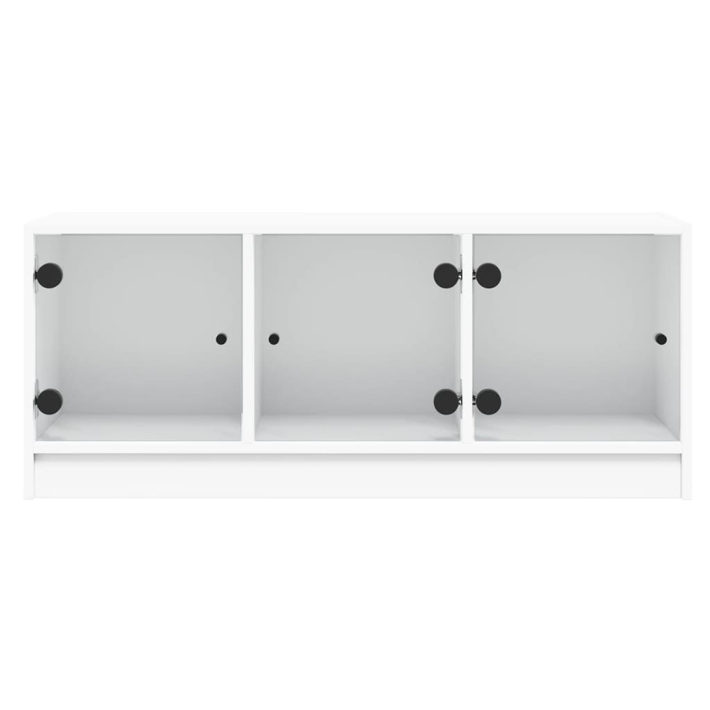 TV Cabinet with Glass Doors 102x37x42 cm White
