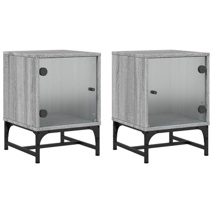 Bedside Cabinet with Glass Door 35x37x50 cm Grey sonoma