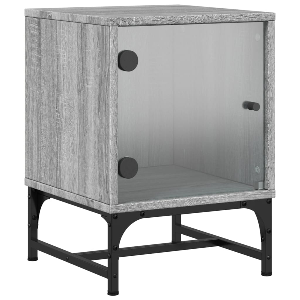 Bedside Cabinet with Glass Door 35x37x50 cm Grey sonoma