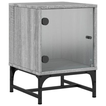 Bedside Cabinet with Glass Door 35x37x50 cm Grey sonoma
