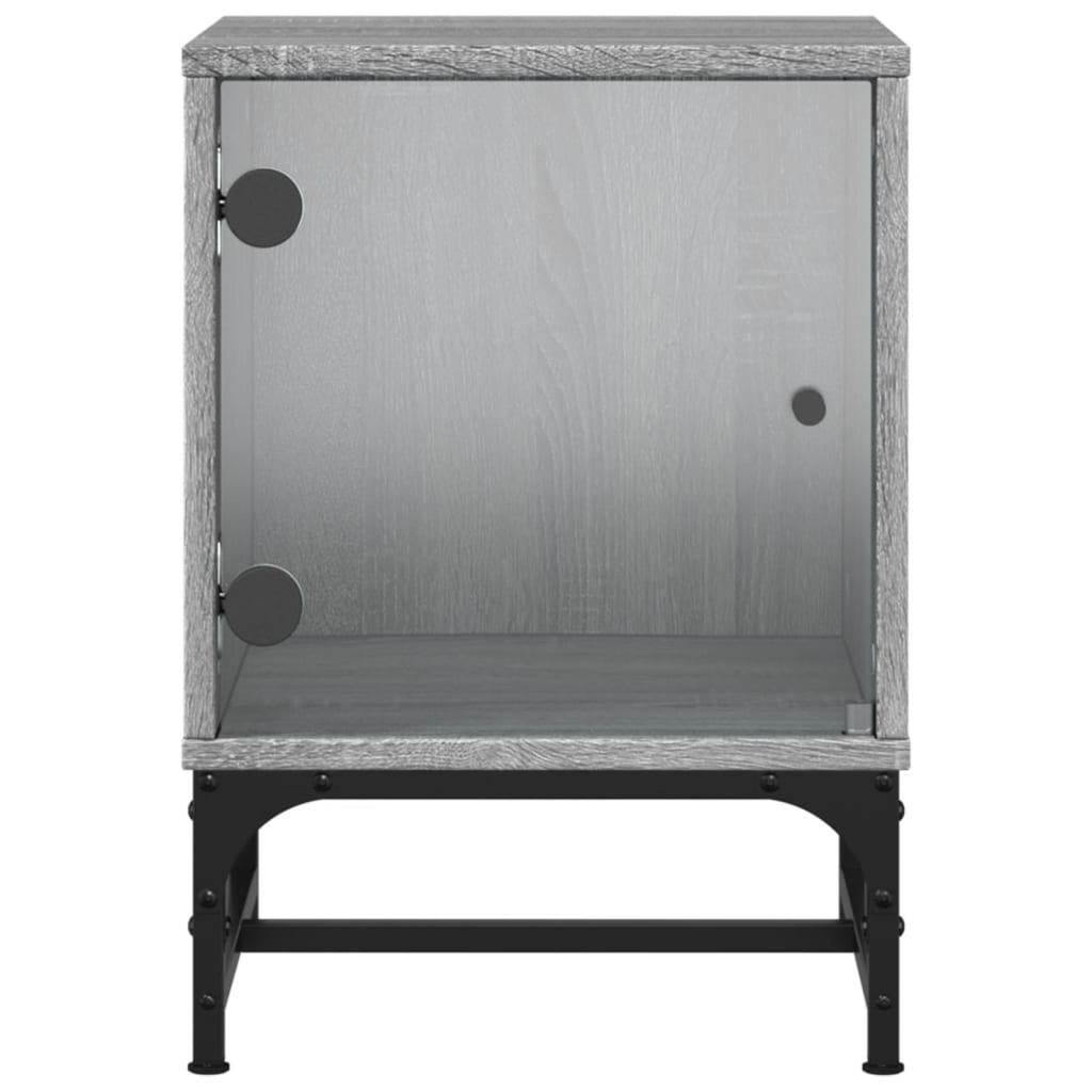 Bedside Cabinet with Glass Door 35x37x50 cm Grey sonoma