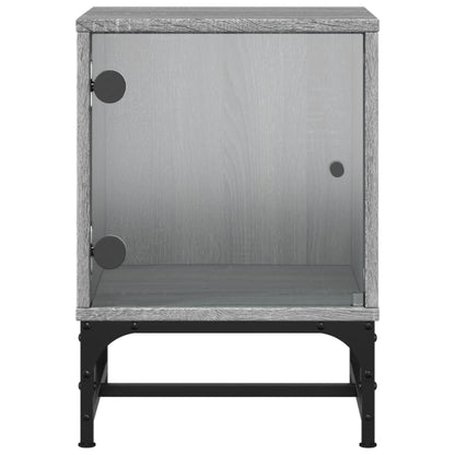 Bedside Cabinet with Glass Door 35x37x50 cm Grey sonoma