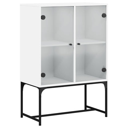 Side Cabinet with Glass Doors 69x37x100 cm White
