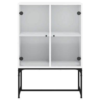 Side Cabinet with Glass Doors 69x37x100 cm White