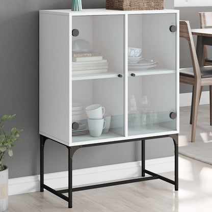 Side Cabinet with Glass Doors 69x37x100 cm White