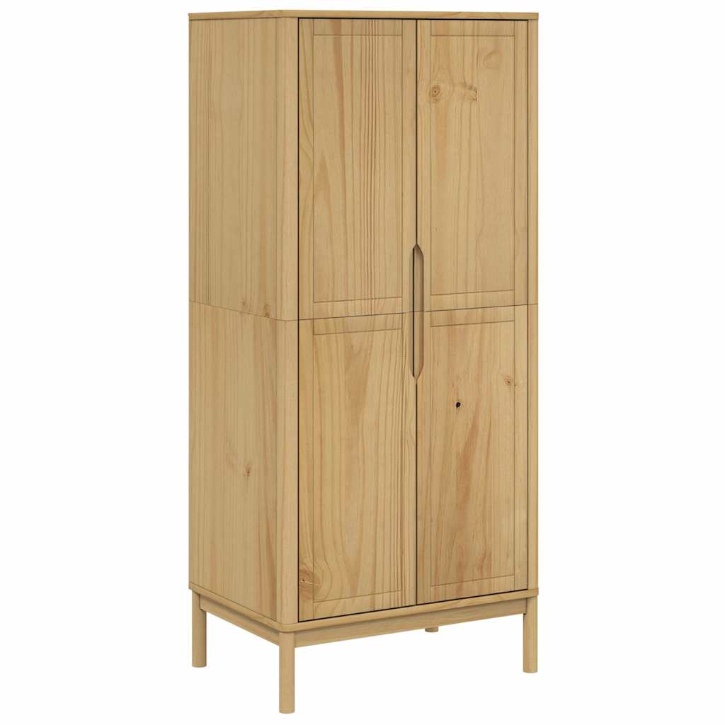 vidaXL Wardrobe "FLORO" Wax Brown 77x53x171 cm Solid Wood Pine 2