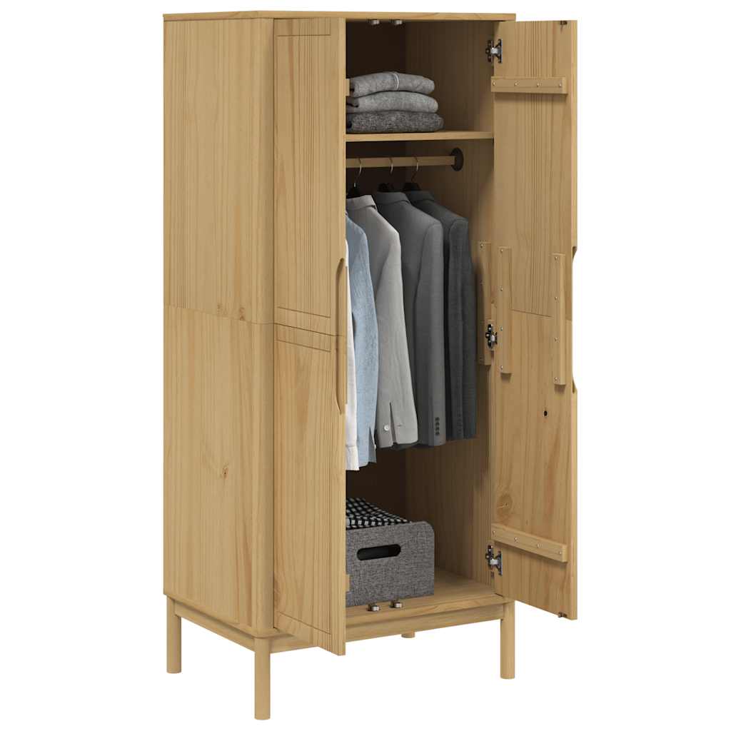 vidaXL Wardrobe "FLORO" Wax Brown 77x53x171 cm Solid Wood Pine 4